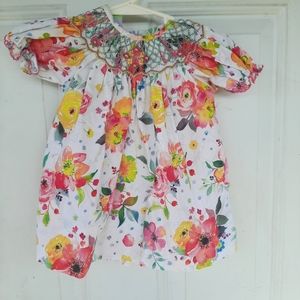 le za me 6m baby girls smocked floral cottagecore dress